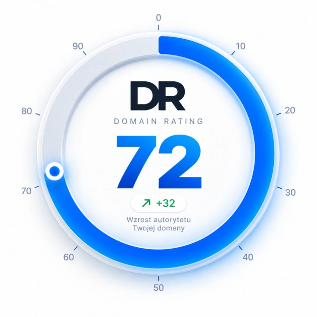 Wskaźnik Domain Rating 72 na skali od 0 do 100